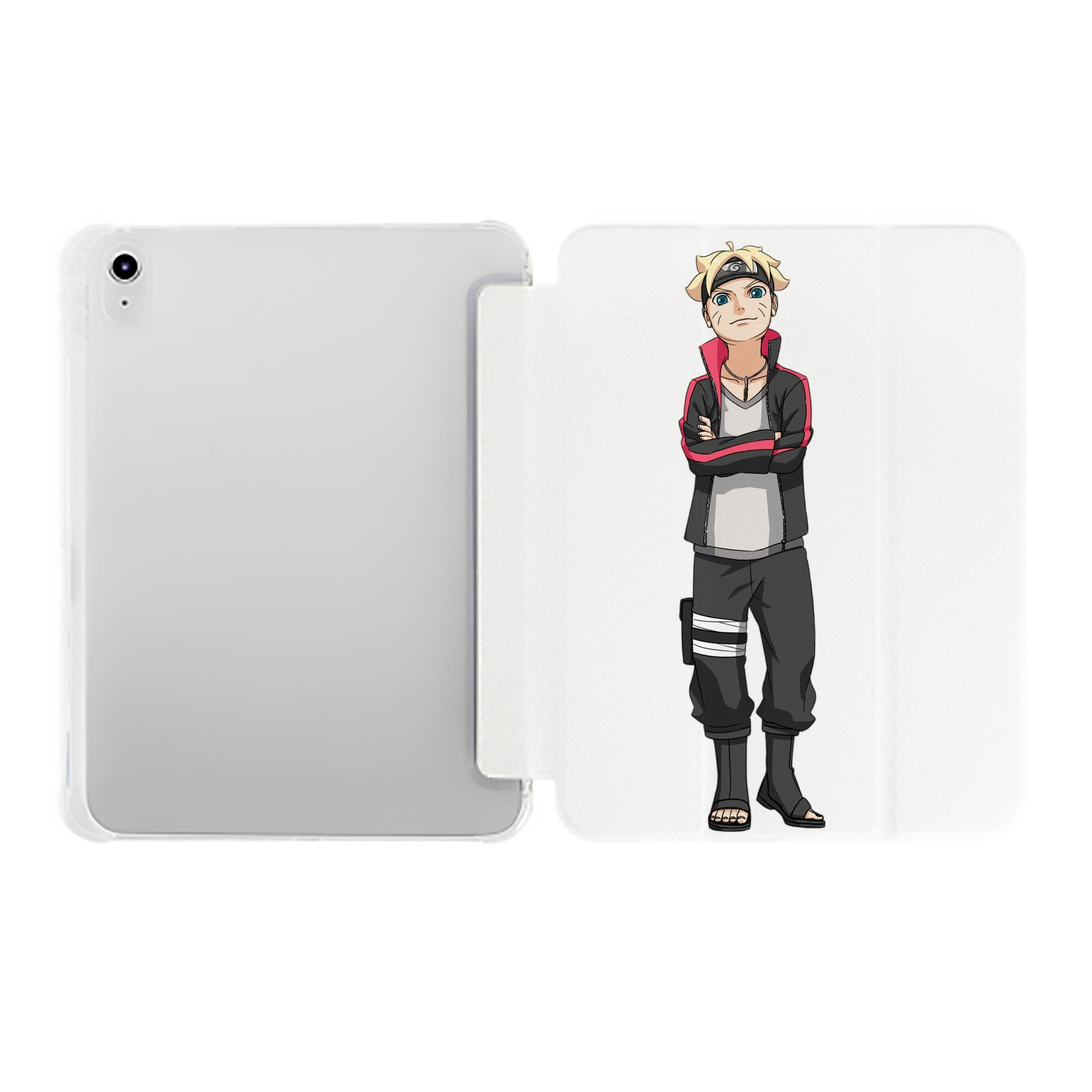（画像用） NARUTO -ナルト- うずまき ボルト Uzumaki Boruto IPad ケース ペン収納付き 三つ折りスタンド PUレザー×シリコン 対応機種9.5/10.5/10.9インチ